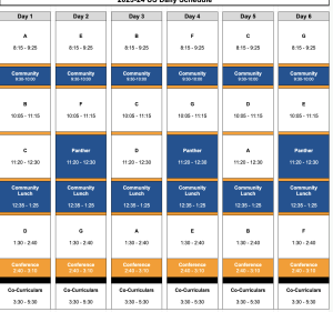 Upper School Schedule, 2023-2024